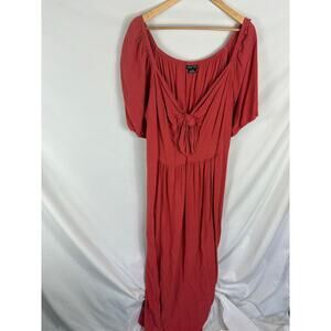City Chic Tie Chest Short Sleeve Maxi Dress Pink Size L / 20